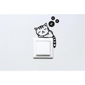 Lepy.cz Samolepka okolo vypínačů a zásuvek Spící kočka Velikost (šířka x výška): Jeden vypínač, Barevná varianta: Bílá