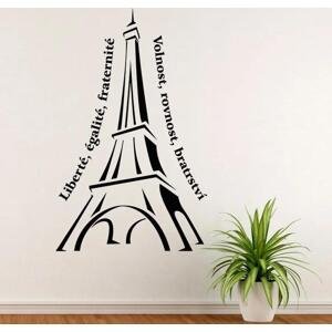Eiffelova věž s nápisem - vinylová samolepka na zeď 130x81cm