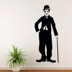 Charlie Chaplin silueta - vinylová samolepka na zeď 125x52cm