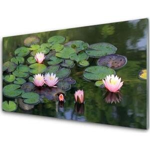 Obraz na skle Vodní Lilie Rybník Příroda 140x70 cm