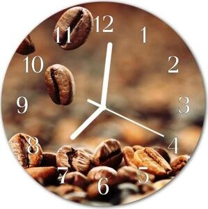 Nástenné skleněné hodiny Zrnková káva fi 30 cm