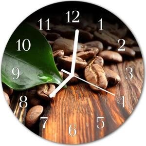 Nástenné skleněné hodiny Zrnková káva