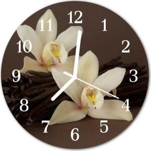 Nástenné skleněné hodiny vanilka fi 30 cm