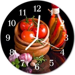 Nástenné skleněné hodiny Česneková rajčata fi 30 cm