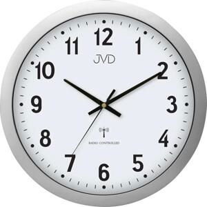 JVD Stříbrné kulaté rádiem řízené velké hodiny JVD RH652.1