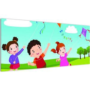 Děti na louce - obraz na stěnu (100x40cm)