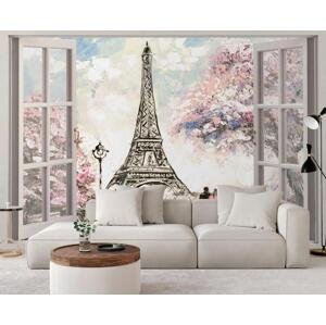 Gario Fototapeta Okno s výhledem na Eiffelovu věž Materiál: Vliesová, Rozměry: 140 x 100 cm