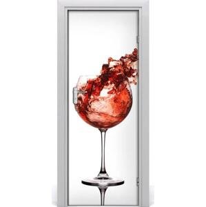 Samolepící fototapeta na dveře sklenice vína 75x205 cm