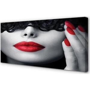 Obrazy na plátně Červené rty žena 100x50 cm