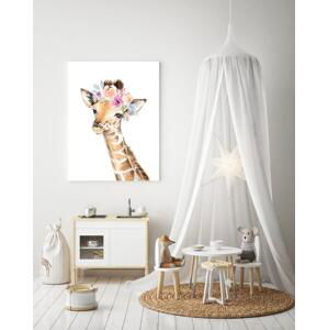 Dětský obraz - Žirafa s květinami 50 x 40 cm