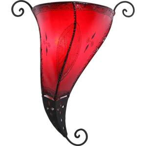 Kožená nástěnná lampa Mina červená
