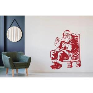 Lepy.cz Samolepka na zeď Santa Claus sedící Velikost (šířka x výška): 60x77cm, Barevná varianta: Tmavě červená