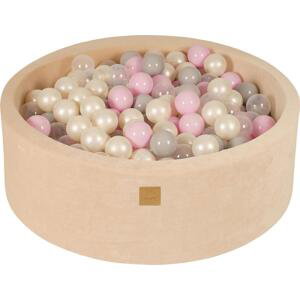 Suchý bazének s míčky 90x30cm s 200 míčky, béžová: pastelově růžová, bílá perleťová, šedá, transparentní