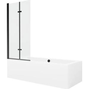 Mexen Cube obdélníková vana 170 x 80 cms pláštěm 2-křídlovou zástěnou 80 cm, Průhledné, Černá - 550517080X9208027000