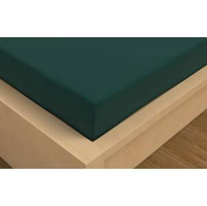 Kvalitex Luxusní Saténové prostěradlo tmavě zelené Bavlna Satén, 90x200+15 cm