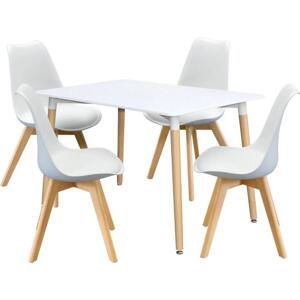 Jídelní stůl 120x80 QUATRO bílý + 4 židle QUATRO bílé
