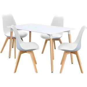 Jídelní stůl 140x90 QUATRO bílý + 4 židle QUATRO bílé