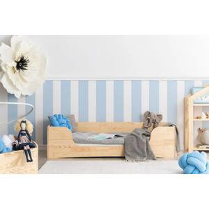 Domečková patrová dětská postel z masivního dřeva 90x200 cm v přírodní barvě Mila DMP Rozměr: 80x150 cm