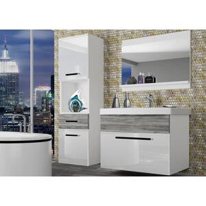 Koupelnový nábytek Belini bílý lesk / šedý antracit Glamour Wood + umyvadlo + zrcadlo ROD PM 3/0/W/WGW1/0/ZW