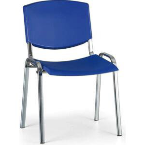 Konferenční židle Design - chromované nohy, modrá