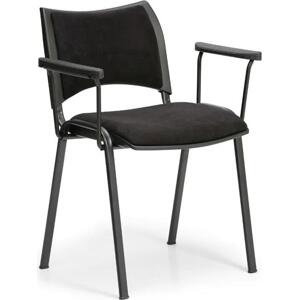 Konferenční židle SMART - černé nohy s područkami, černá