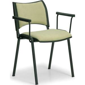 Konferenční židle SMART - černé nohy s područkami, zelená