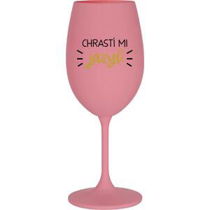 CHRASTÍ MI JAZYK - růžová sklenice na víno 350 ml