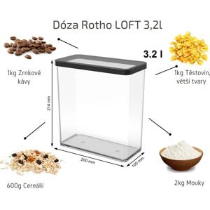 Dóza na potraviny 3,2l Rotho Loft - JUMBO Black, černá