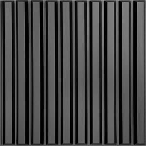 Obkladové panely 3D PVC SLATS černý D167B, cena za kus, rozměr 500 x 500 mm, , IMPOL TRADE