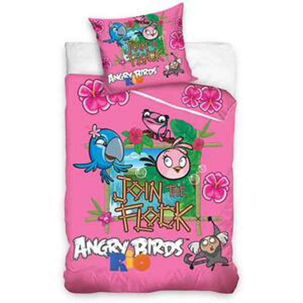 Carbotex Povlečení Angry Birds Rio růžová bavlna 140/200, 70/80cm