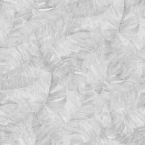 Bílo-šedá plastická vliesová tapeta na zeď, listy, A67603, Vavex 2026