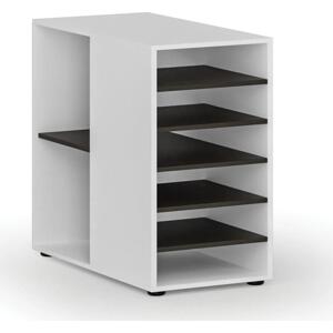 Přístavná policová skříňka k pracovnímu stolu PRIMO WHITE, levá, bílá/wenge