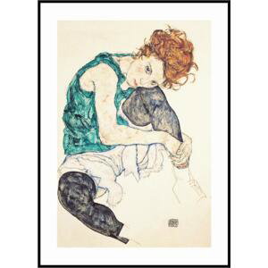 Plakát Egon Schiele - Sedící žena s pokrčenými koleny Rozměr plakátu: 30 x 40 cm