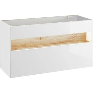 COMAD Závěsná skříňka pod umyvadlo - BAHAMA 854 white, šířka 120 cm, matná bílá/lesklá bílá/dub votan