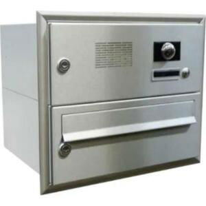 DOLS B-015-ABB - nerezová poštovní schránka k zazdění, s videohovorovým modulem ABB, jmenovkou a zvonkovým tlačítkem