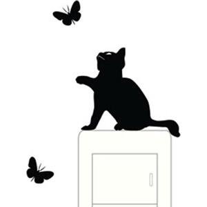 PIPPER | Samolepka na vypínač "Kočka s motýly" 9x11 cm