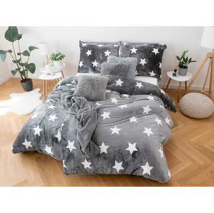 MKLuzkoviny.cz Prodloužené povlečení mikroplyš Exclusive – Stars grey 140x220/70x90 cm