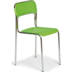 Plastová jídelní židle ASKA, zelená, chromované nohy