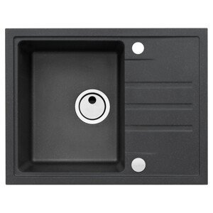 Alveus INTERMEZZO  30/91 černý + jednoduchý sifon - obdélníkový granitový dřez 620x480x200 mm s odkládací plochou Černý