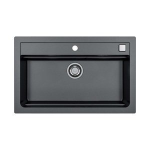 Alveus ATROX 40 černý 91 + pop up sifon, obdélníkový granitový dřez 790x500x200 mm Černý