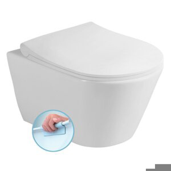 AVVA SHORT závěsná WC mísa, Rimless, 35,5x49cm, bílá