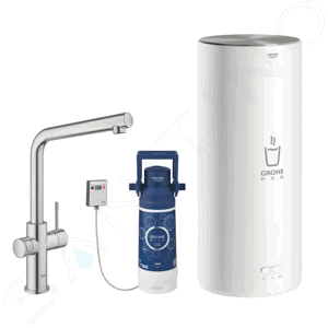 Grohe Red Dřezová baterie Duo s ohřevem vody a filtrací, zásobník L, supersteel 30325DC1