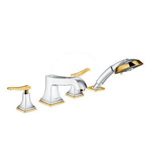 Hansgrohe Metropol Classic Čtyřotvorová baterie na okraj vany s páčkovou rukojetí, chrom/vzhled zlata 31441090