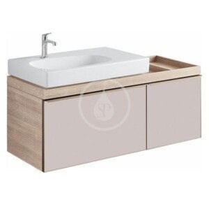 Geberit Citterio Skříňka pod umyvadlo 750 mm, s odkládací plochou, lesklé sklo/taupe/světlý dub 500.562.JI.1