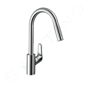 Hansgrohe Focus M41 Dřezová baterie Focus s výsuvnou sprškou, sBox, EcoSmart, chrom 73895000