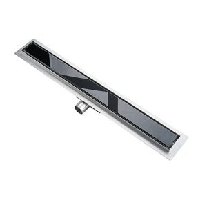Wet Dry Černý skleněný sprchový kanálek Black Glass 80 - černý lineární žlab tělo nerez/rošt černé sklo 80 cm (75388)