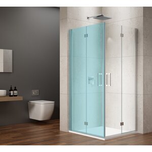 LORO sprchové dveře skládací pro rohový vstup 900mm, čiré sklo