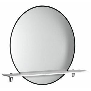 Sapho SHARON kulaté LED podsvícené zrcadlo s policí ø 80cm, černá mat ((E28904CI-01)