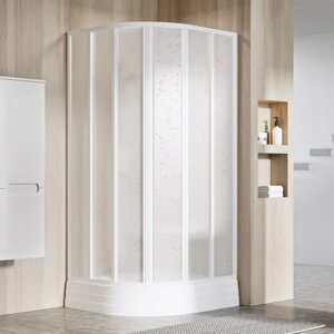 Ravak Supernova SKKP6-80 195 bílá+pearl, čtvrtkruhový sprchový kout 80 x 80 cm - rám BÍLÝ, výplň PLAST BUBLINY