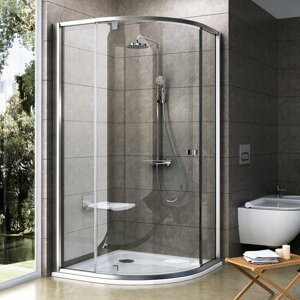 Ravak Pivot PSKK3 - 80 SATIN TRANSPARENT čtvrtkruhový sprchový kout 80 x 80 cm, matný rám, čiré sklo